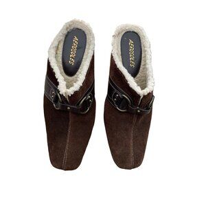 Aerosoles Women's Brown Suede & Shearling Mule Heels 7 NWOT